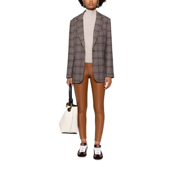 Michael Kors Coated Stretch Leggings Faux Leather Pants Zip Leg Luggage $140 Nwt - Picture 5 of 7